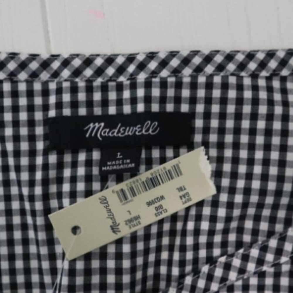 Madewell Women Size L Crepe Gingham Cotton Fit & Flare Baby Doll Mini NEW Dress - Picture 15 of 17